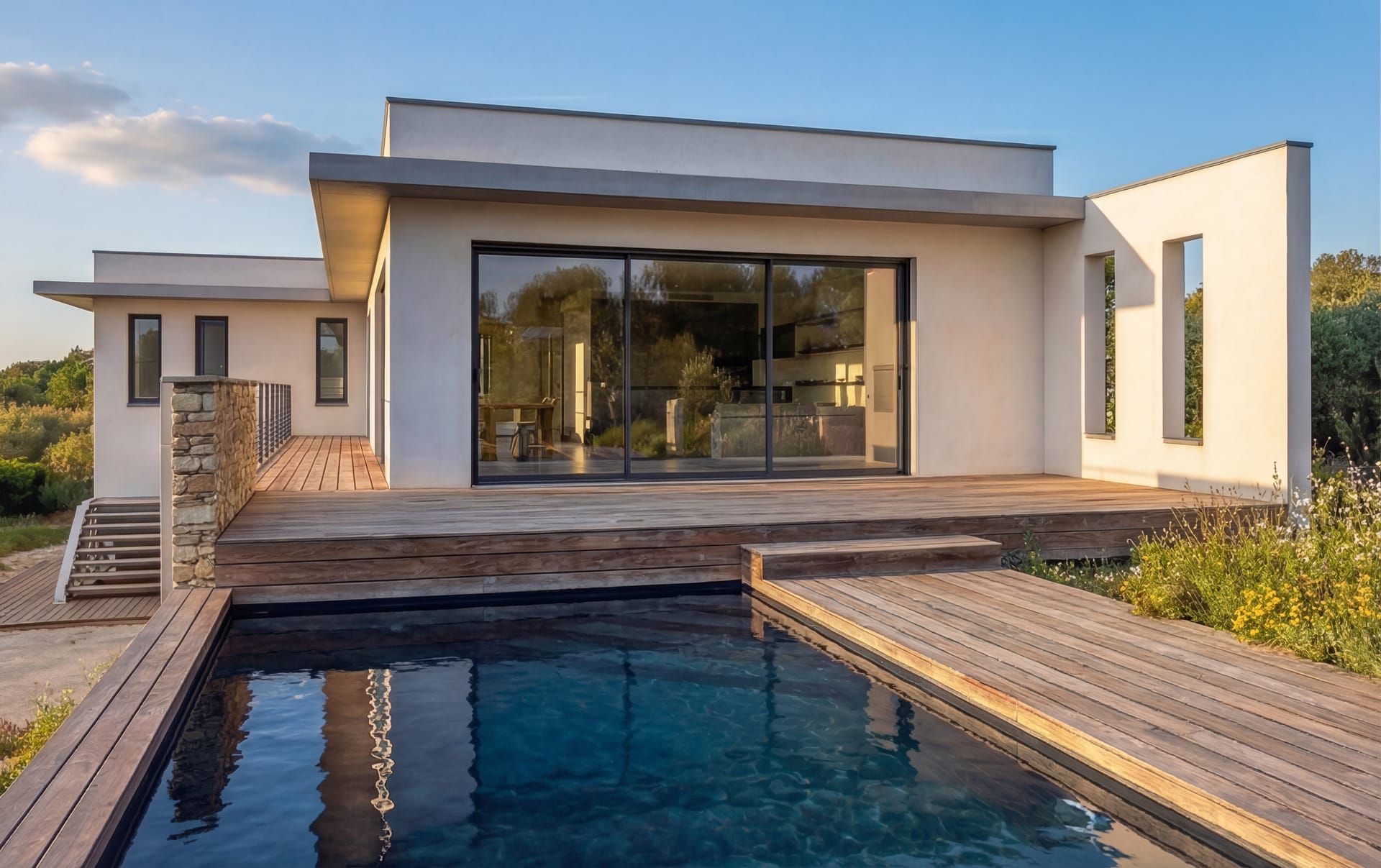 Villa contemporaine P, restanque en surplomb du paysage, par Reservoir Architecture